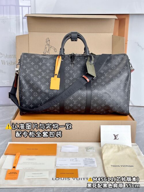 M45611 Large Size Keepall 55 Monogram Eclipse Size 55 x 31 x 24 cm