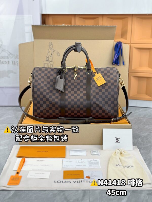img_7762 N41418 Coffee Small KEEPALL BANDOULIÈRE 45 Size 45 x 27 x 20 cm
