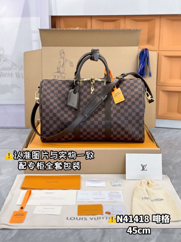 img_7764 N41418 Coffee Small KEEPALL BANDOULIÈRE 45 Size 45 x 27 x 20 cm