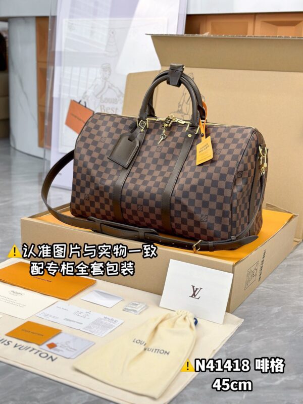 img_7766 N41418 Coffee Small KEEPALL BANDOULIÈRE 45 Size 45 x 27 x 20 cm