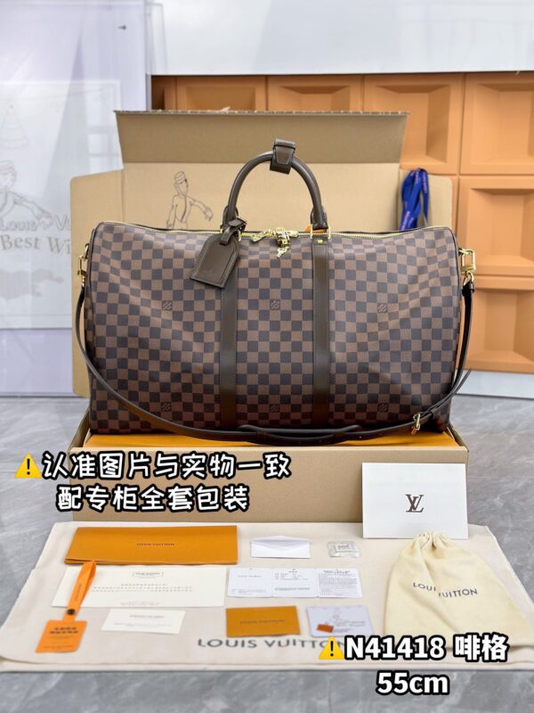 N41418 Coffee Large KEEPALL BANDOULIÈRE 55 Size 55 x 31 x 24 cm