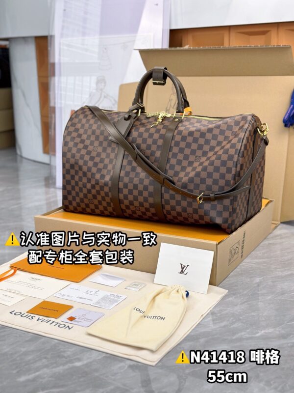 N41418 Coffee Large KEEPALL BANDOULIÈRE 55 Size 55 x 31 x 24 cm