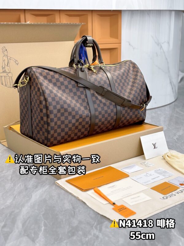N41418 Coffee Large KEEPALL BANDOULIÈRE 55 Size 55 x 31 x 24 cm