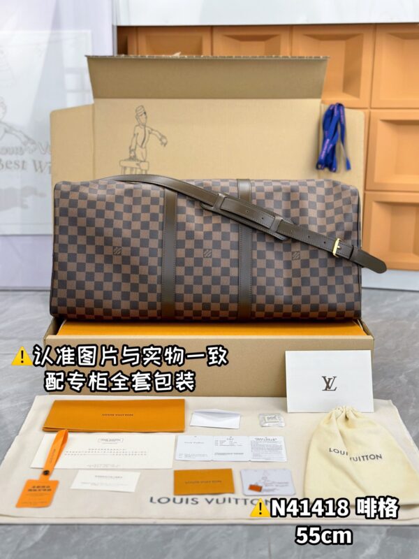 N41418 Coffee Large KEEPALL BANDOULIÈRE 55 Size 55 x 31 x 24 cm