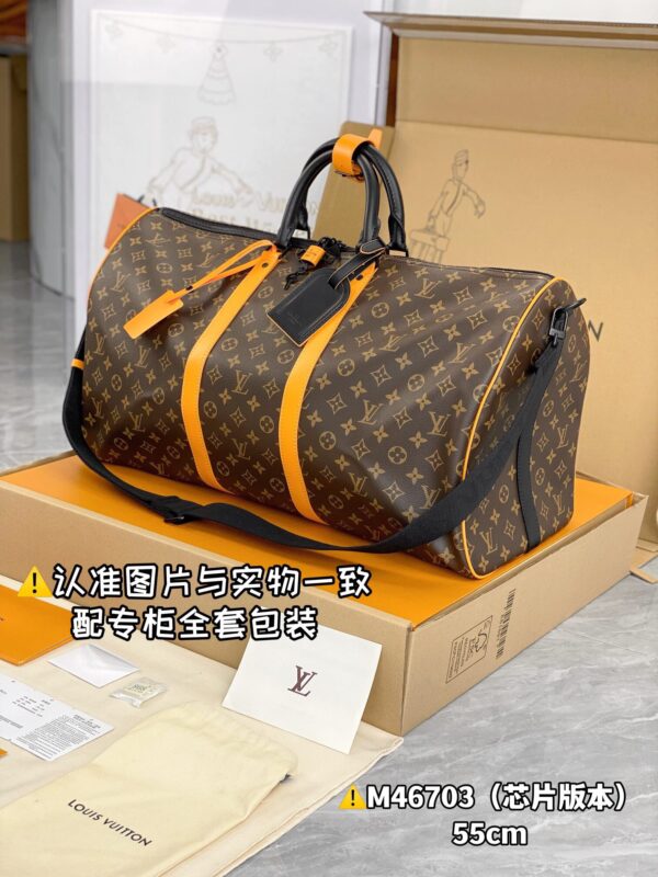 M46703 New Large KEEPALL BANDOULIÈRE 55 Monogram Macassar 55 x 31 x 26 cm