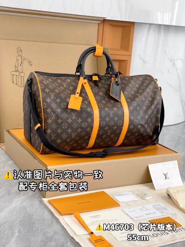 M46703 New Large KEEPALL BANDOULIÈRE 55 Monogram Macassar 55 x 31 x 26 cm