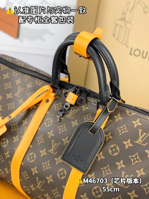 M46703 New Large KEEPALL BANDOULIÈRE 55 Monogram Macassar 55 x 31 x 26 cm