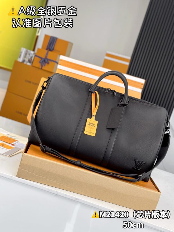 M21420 Full Leather Large KEEPALL BANDOULIÈRE 50 Aerogram Size 50 x 29 x 23 cm
