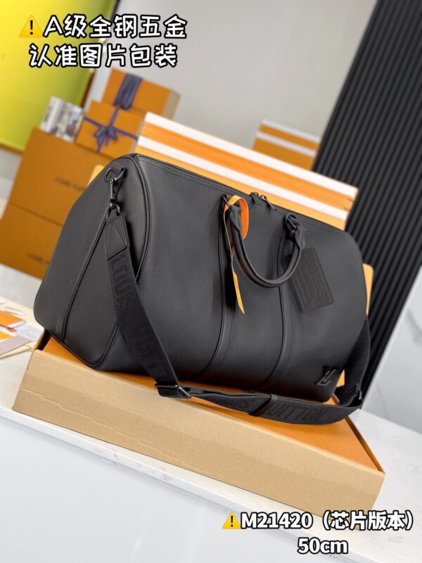 M21420 Full Leather Large KEEPALL BANDOULIÈRE 50 Aerogram Size 50 x 29 x 23 cm