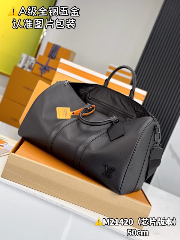 M21420 Full Leather Large KEEPALL BANDOULIÈRE 50 Aerogram Size 50 x 29 x 23 cm