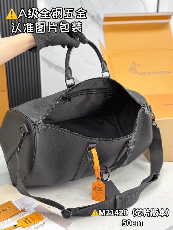 M21420 Full Leather Large KEEPALL BANDOULIÈRE 50 Aerogram Size 50 x 29 x 23 cm