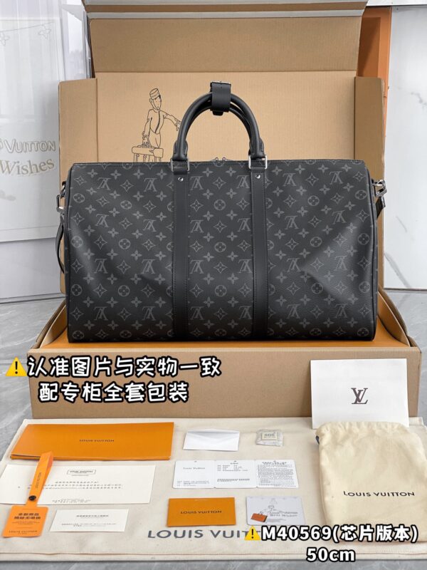 M40569 Medium KEEPALL BANDOULIÈRE 50 Black Monogram Size 50 x 29 x 22 cm