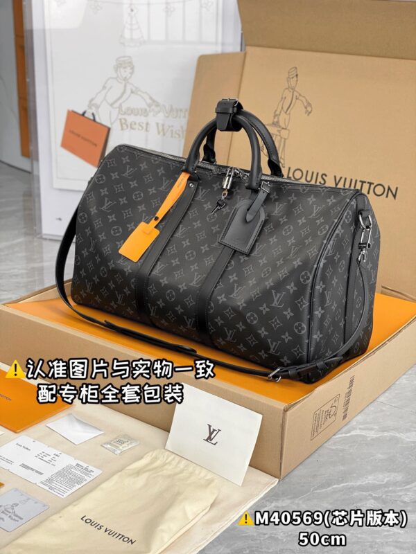 M40569 Medium KEEPALL BANDOULIÈRE 50 Black Monogram Size 50 x 29 x 22 cm