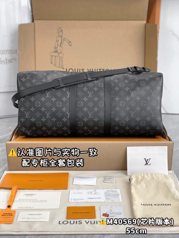 M40569 Large KEEPALL BANDOULIÈRE 55 Black Monogram Size 55 x 31 x 24 cm