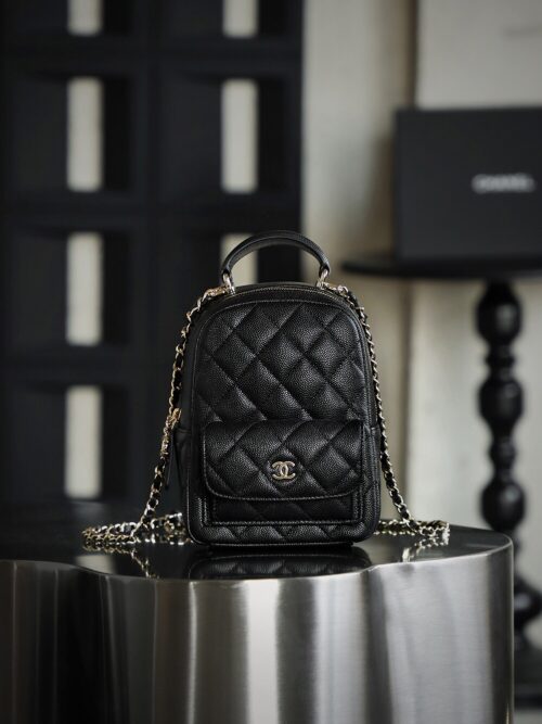 God Factory Yupoo 24C Mini Backpack HAAS Leather Black / Silver Hardware Size 18*13*9 cm