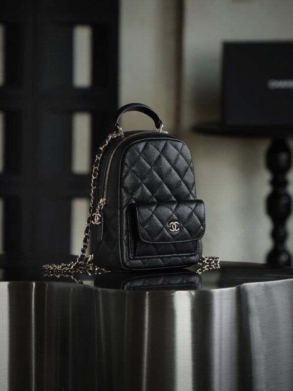 God Factory Yupoo 24C Mini Backpack HAAS Leather Black / Silver Hardware Size 18*13*9 cm