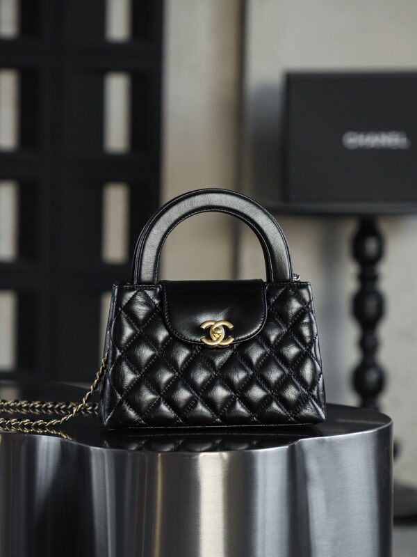 God Factory Chanel 25C Kelly Bags 24K Retro Hardware / Black Bonaudo Leather Size 8.3*12.5*4 cm