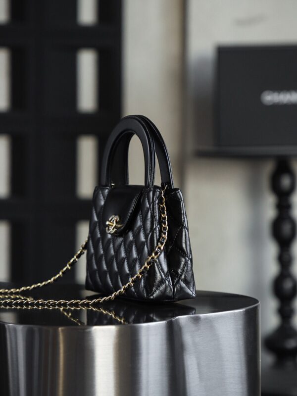 God Factory Chanel 25C Kelly Bags 24K Retro Hardware / Black Bonaudo Leather Size 8.3*12.5*4 cm