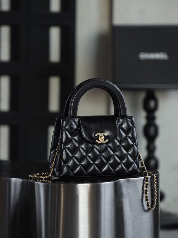 God Factory Chanel 25C Kelly Bags 24K Retro Hardware / Black Bonaudo Leather Size 8.3*12.5*4 cm