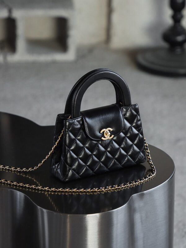 God Factory Chanel 25C Kelly Bags 24K Retro Hardware / Black Bonaudo Leather Size 8.3*12.5*4 cm