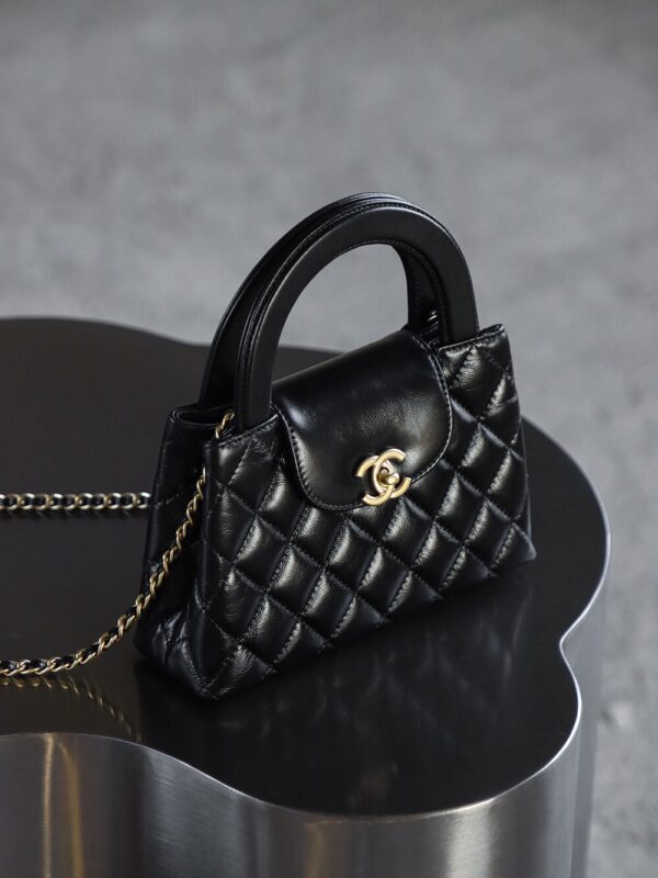 God Factory Chanel 25C Kelly Bags 24K Retro Hardware / Black Bonaudo Leather Size 8.3*12.5*4 cm