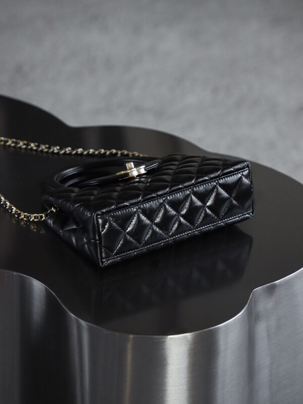 God Factory Chanel 25C Kelly Bags 24K Retro Hardware / Black Bonaudo Leather Size 8.3*12.5*4 cm