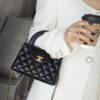 God Factory Chanel 25C Kelly Bags 24K Retro Hardware / Black Bonaudo Leather Size 8.3*12.5*4 cm