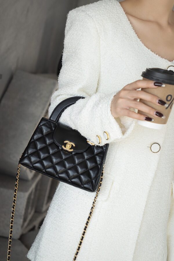 God Factory Chanel 25C Kelly Bags 24K Retro Hardware / Black Bonaudo Leather Size 8.3*12.5*4 cm