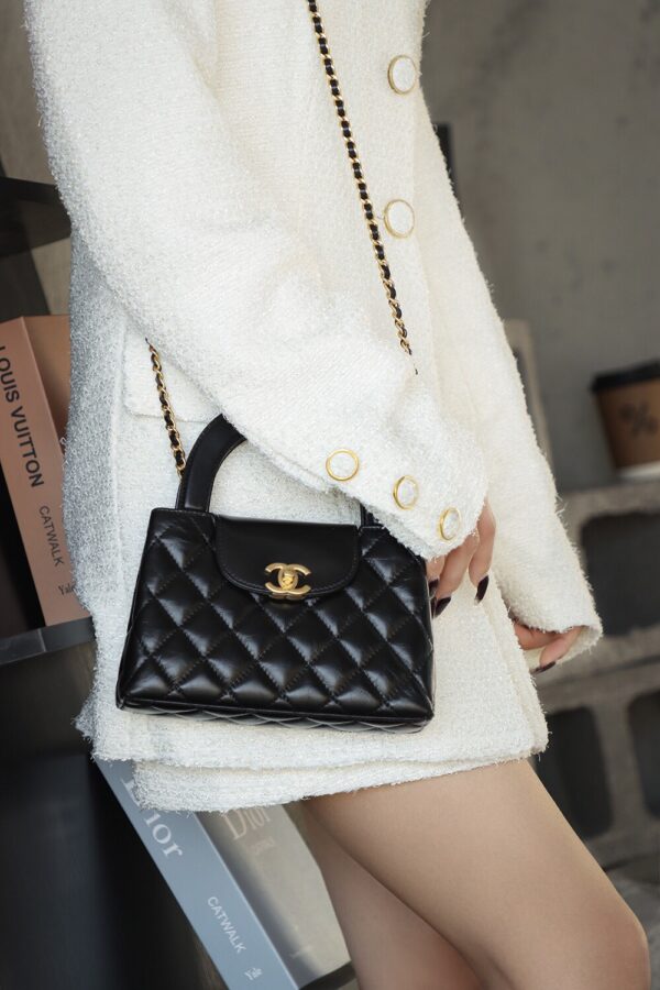 God Factory Chanel 25C Kelly Bags 24K Retro Hardware / Black Bonaudo Leather Size 8.3*12.5*4 cm