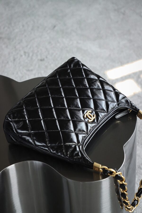 God Factory Chanel Bags Large 24A HoBo 24K Retro Hardware / Black Bonaudo Leather Size 29*32*10 cm
