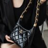 God Factory Chanel Bags Small 24A HoBo 24K Retro Hardware / Black Bonaudo Leather Size 22.5*19.5*8.5 cm