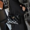 God Factory Chanel Bags Small 24A HoBo 24K Retro Hardware / Black Bonaudo Leather Size 22.5*19.5*8.5 cm