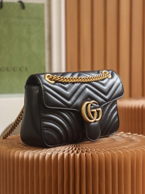 God Factory Gucci 𝙂 𝙂 𝙈𝙖𝙧𝙢𝙤𝙣𝙩 Black 443497 Size 26*15*7cm