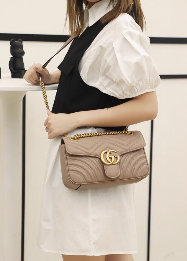 God Factory Gucci 𝙂 𝙂 𝙈𝙖𝙧𝙢𝙤𝙣𝙩 Apricot 443497 Size 26*15*7cm