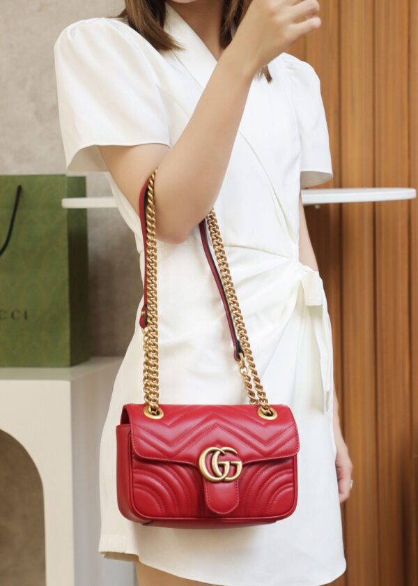 God Factory Gucci 𝙂 𝙂 𝙈𝙖𝙧𝙢𝙤𝙣𝙩 Red 446744 Size 22*13*6cm