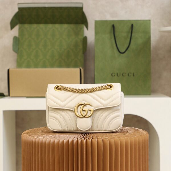God Factory Gucci 𝙂 𝙂 𝙈𝙖𝙧𝙢𝙤𝙣𝙩 White 446744 Size 22*13*6cm