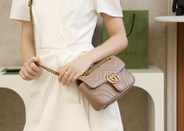 God Factory Gucci 𝙂 𝙂 𝙈𝙖𝙧𝙢𝙤𝙣𝙩 Apricot 446744 Size 22*13*6cm