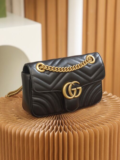 God Factory Gucci 𝙂 𝙂 𝙈𝙖𝙧𝙢𝙤𝙣𝙩 Black 446744 Size 22*13*6cm