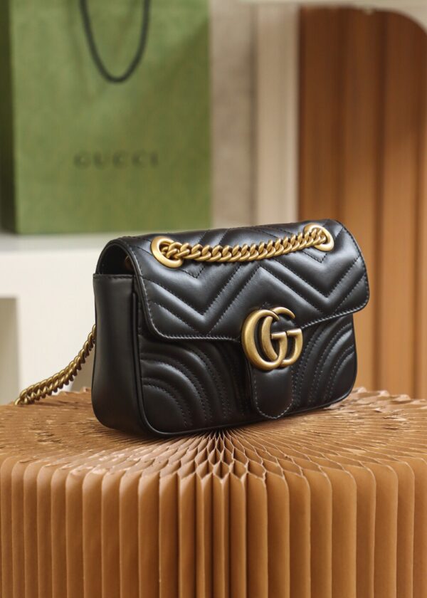 God Factory Gucci 𝙂 𝙂 𝙈𝙖𝙧𝙢𝙤𝙣𝙩 Black 446744 Size 22*13*6cm