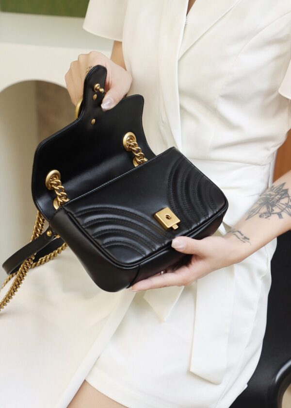 God Factory Gucci 𝙂 𝙂 𝙈𝙖𝙧𝙢𝙤𝙣𝙩 Black 446744 Size 22*13*6cm