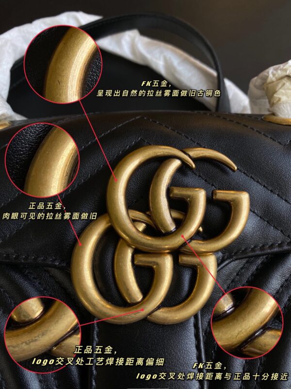 God Factory Gucci 𝙂 𝙂 𝙈𝙖𝙧𝙢𝙤𝙣𝙩 Black 446744 Size 22*13*6cm