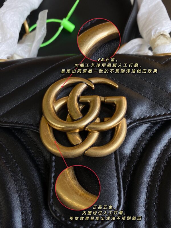 God Factory Gucci 𝙂 𝙂 𝙈𝙖𝙧𝙢𝙤𝙣𝙩 Black 446744 Size 22*13*6cm