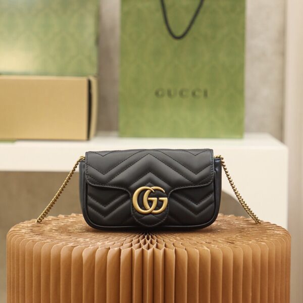 God Factory Gucci 𝙂 𝙂 𝙈𝙖𝙧𝙢𝙤𝙣𝙩 Mini Black 476433 Size 16.5*10.2*5.1cm