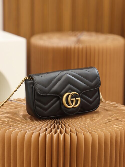 God Factory Gucci 𝙂 𝙂 𝙈𝙖𝙧𝙢𝙤𝙣𝙩 Mini Black 476433 Size 16.5*10.2*5.1cm