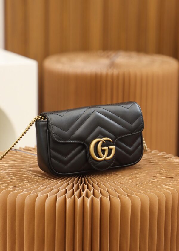 God Factory Gucci 𝙂 𝙂 𝙈𝙖𝙧𝙢𝙤𝙣𝙩 Mini Black 476433 Size 16.5*10.2*5.1cm