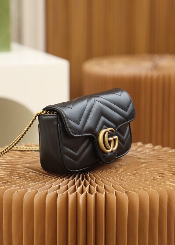 God Factory Gucci 𝙂 𝙂 𝙈𝙖𝙧𝙢𝙤𝙣𝙩 Mini Black 476433 Size 16.5*10.2*5.1cm