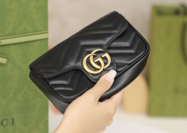 God Factory Gucci 𝙂 𝙂 𝙈𝙖𝙧𝙢𝙤𝙣𝙩 Mini Black 476433 Size 16.5*10.2*5.1cm