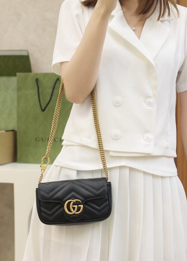 God Factory Gucci 𝙂 𝙂 𝙈𝙖𝙧𝙢𝙤𝙣𝙩 Mini Black 476433 Size 16.5*10.2*5.1cm