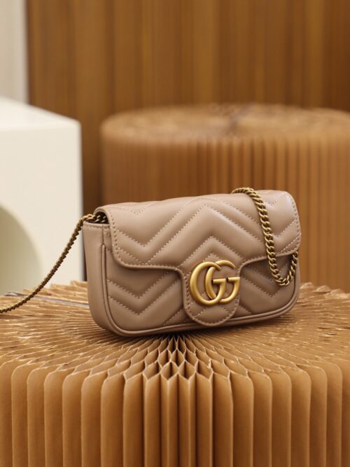 God Factory Gucci 𝙂 𝙂 𝙈𝙖𝙧𝙢𝙤𝙣𝙩 Mini Apricot 476433 Size 16.5*10.2*5.1cm