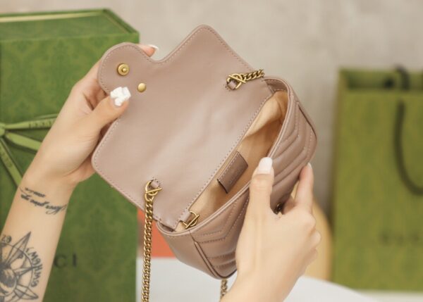 God Factory Gucci 𝙂 𝙂 𝙈𝙖𝙧𝙢𝙤𝙣𝙩 Mini Apricot 476433 Size 16.5*10.2*5.1cm